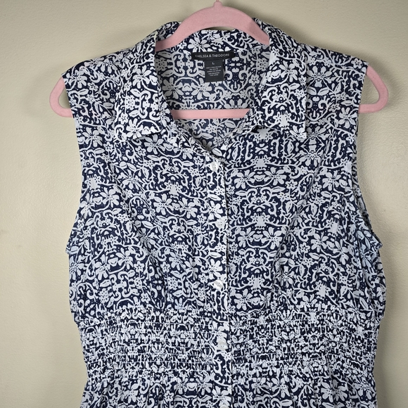 Chelsea & Theodore Blue White Sleeveless Full Maxi Floral Dress Size Large. - Picture 11 of 15